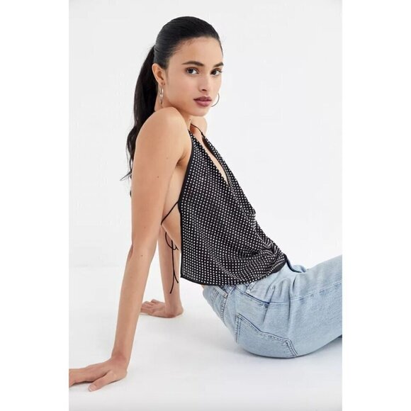 For Love & Lemons After Dark Halter Top Black Womens One Size - Picture 14 of 14